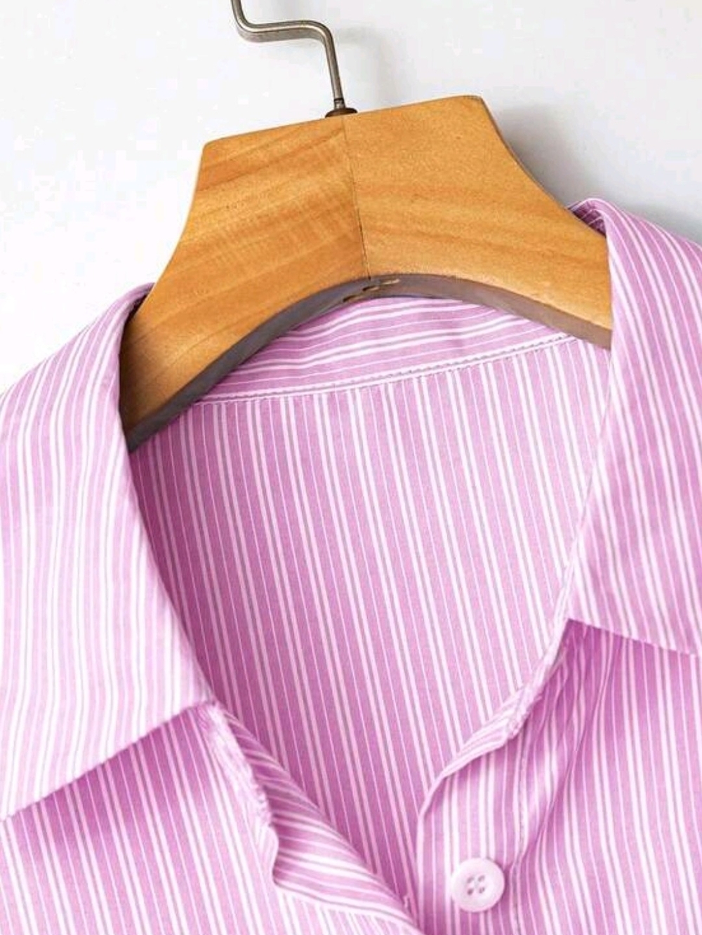 SHEIN Pink Striped Button-Down Shirt - Picture 4 of 5